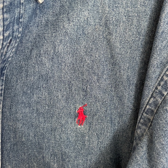 Ralph Lauren Blue Denim Casual button down Shirt LARGE - Picture 3 of 9